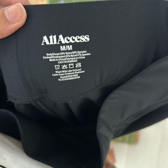 All Access Black Red Colorblock Stripe Moto High Rise Leggings M - Picture 7 of 7